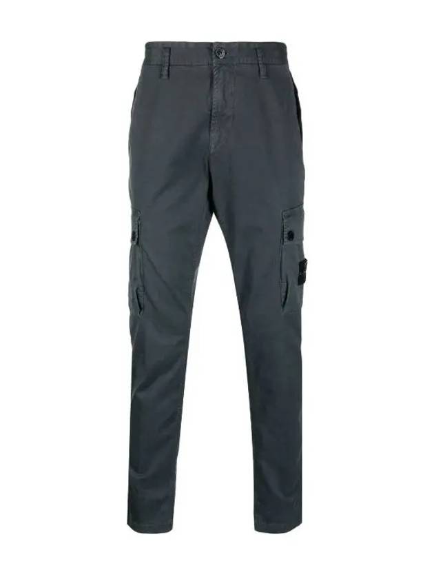 Garment Dyed Old Effect Stretch Broken Twill Cotton Cargo Pants Grey - STONE ISLAND - BALAAN 2