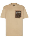 FF Logo Pocket Short Sleeve T-shirt Beige - FENDI - BALAAN 1