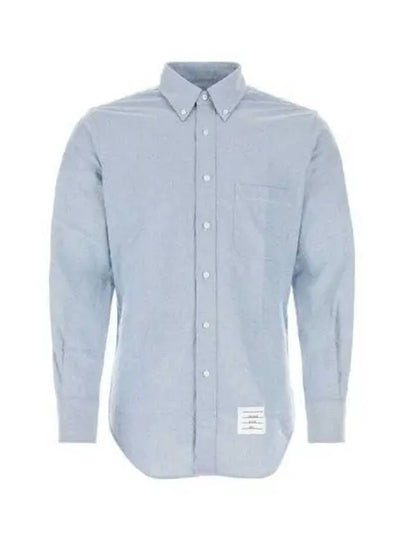 Men's Logo Patch Classic Cotton Long-Sleeved Shirt White Light Blue - THOM BROWNE - BALAAN 2