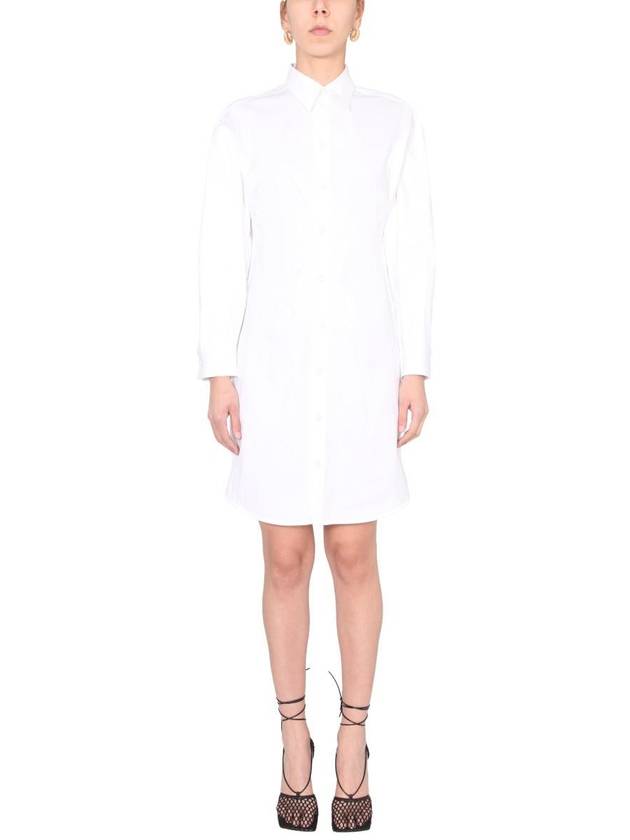 Long Sleeve Shirt Midi Dress White - BOTTEGA VENETA - BALAAN 3