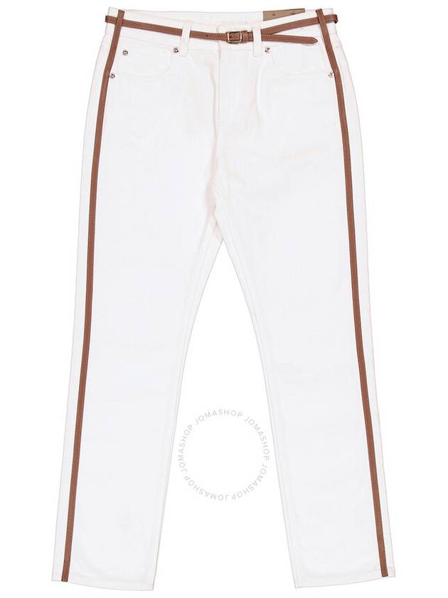 Burberry Ladies Off White Straight Fit Leather Harness Detail Jeans, Waist Size 26" - BURBERRY - BALAAN 3