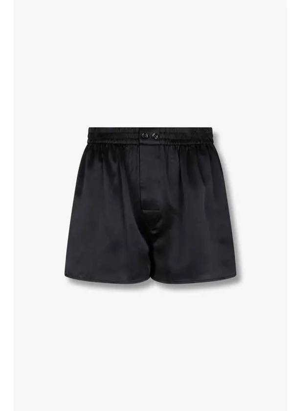 Back Mesh Logo Patch Silk Shorts Black - ALEXANDER WANG - BALAAN 1