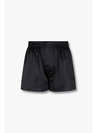 Back Mesh Logo Patch Silk Shorts Black - ALEXANDER WANG - BALAAN 1