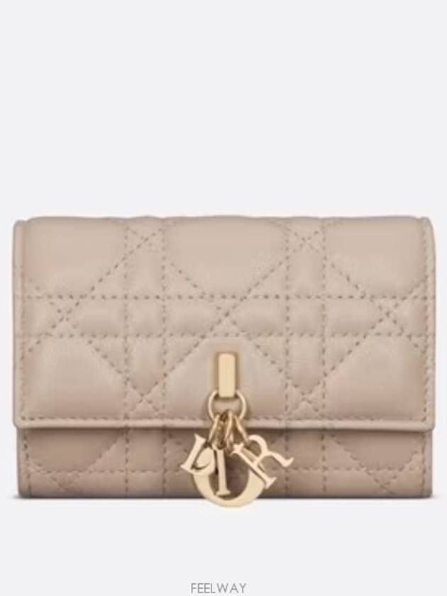 XS Lady Cannage Lambskin Flap Wallet Powder Beige - DIOR - BALAAN 2