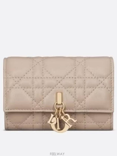 XS Lady Cannage Lambskin Flap Wallet Powder Beige - DIOR - BALAAN 2