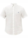 Embroidered logo midweight linen short sleeve shirt - POLO RALPH LAUREN - BALAAN 1