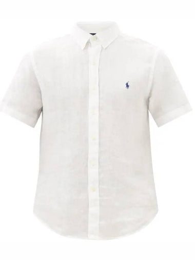 Embroidered logo midweight linen short sleeve shirt - POLO RALPH LAUREN - BALAAN 1