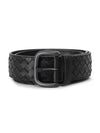 Intrecciato Leather Belt Black - BOTTEGA VENETA - BALAAN 4