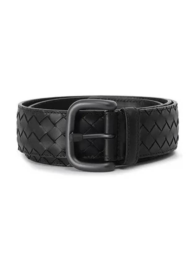 Intrecciato Leather Belt Black - BOTTEGA VENETA - BALAAN 3