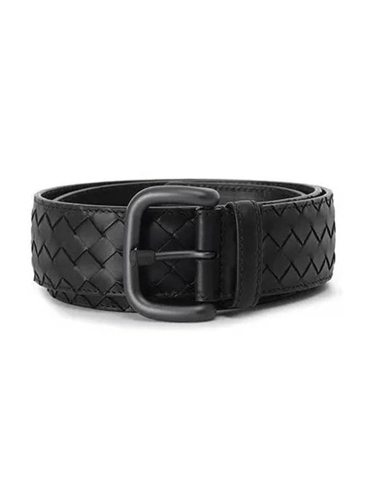 Intrecciato Leather Belt Black - BOTTEGA VENETA - BALAAN 1