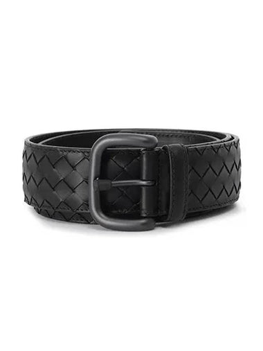 Intrecciato Leather Belt Black - BOTTEGA VENETA - BALAAN 1