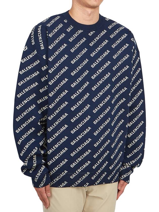 Allover Logo Crew Sweatshirt Navy - BALENCIAGA - BALAAN 4