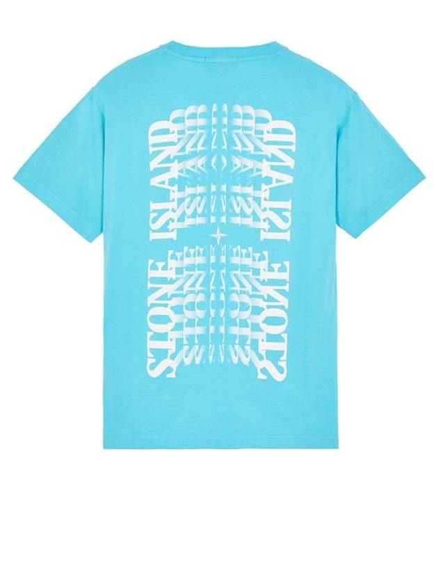 Garment Dyed Lettering One Print Cotton Jersey Short Sleeve T-Shirt Turquoise - STONE ISLAND - BALAAN 3