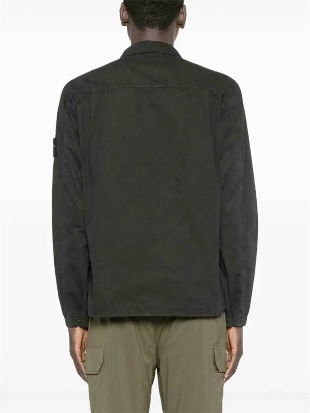 Organic Cotton Shirt Zip Up Jacket Black - STONE ISLAND - BALAAN 6