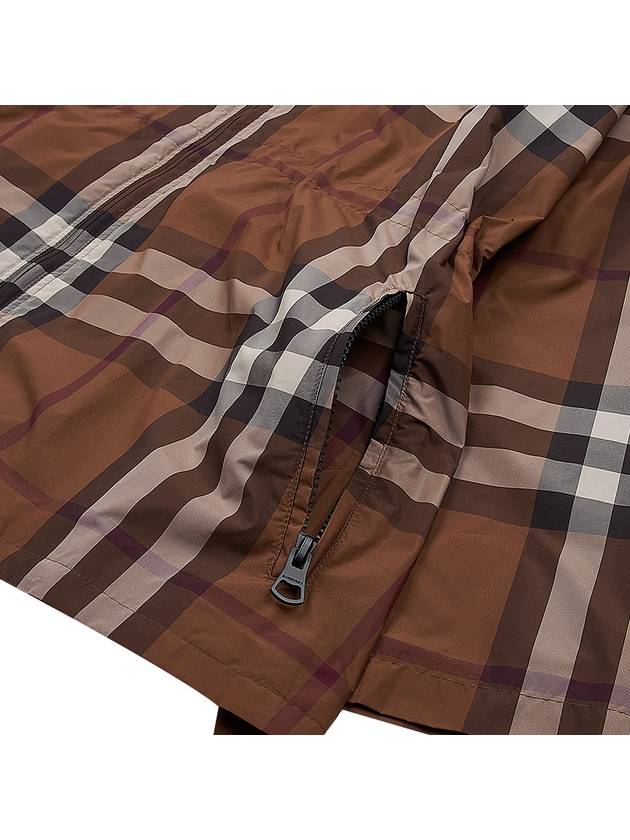 Check Hooded Jacket Dark Birch Brown - BURBERRY - BALAAN 9