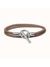 Glenan Double Bangle Bracelet Etoupe - HERMES - BALAAN 1