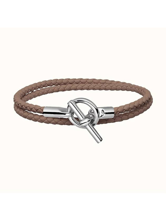 Glenan Double Bangle Bracelet Etoupe - HERMES - BALAAN 1