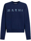 Floral Logo Print Sweatshirt Blue - MARNI - BALAAN 1