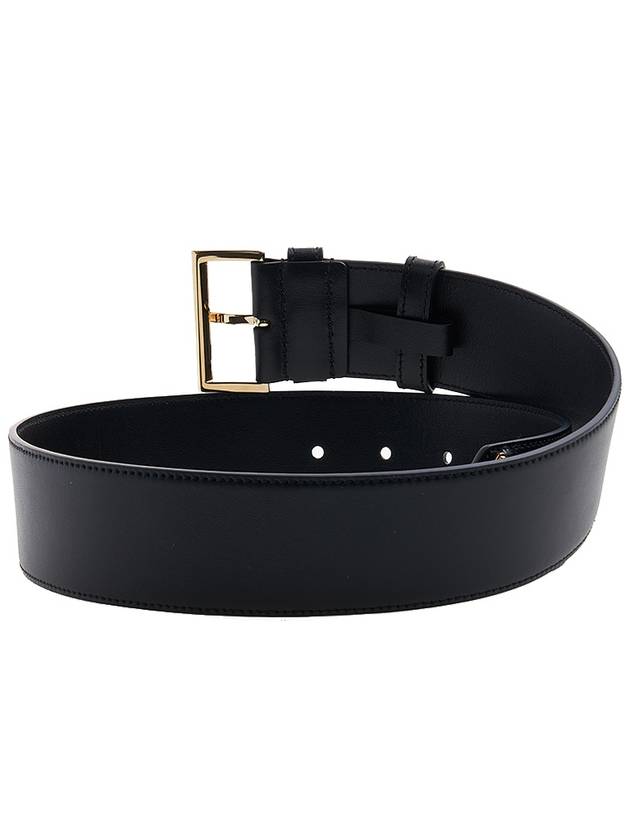 Triangle Logo Leather Belt Black - PRADA - BALAAN 5