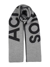 Jacquard Logo Two Tone Wool Muffler Black - ACNE STUDIOS - BALAAN 3