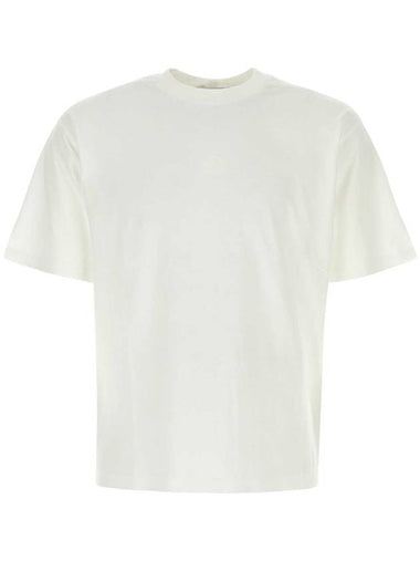 Fissato Effect Compass Embroidery Logo Short Sleeve T-shirt White - STONE ISLAND - BALAAN 1