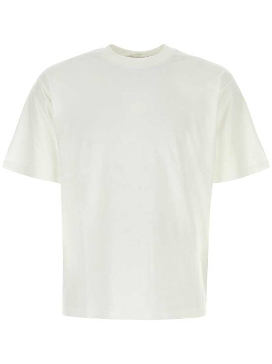 Fissato Effect Compass Embroidery Logo Short Sleeve T-shirt White - STONE ISLAND - BALAAN 1