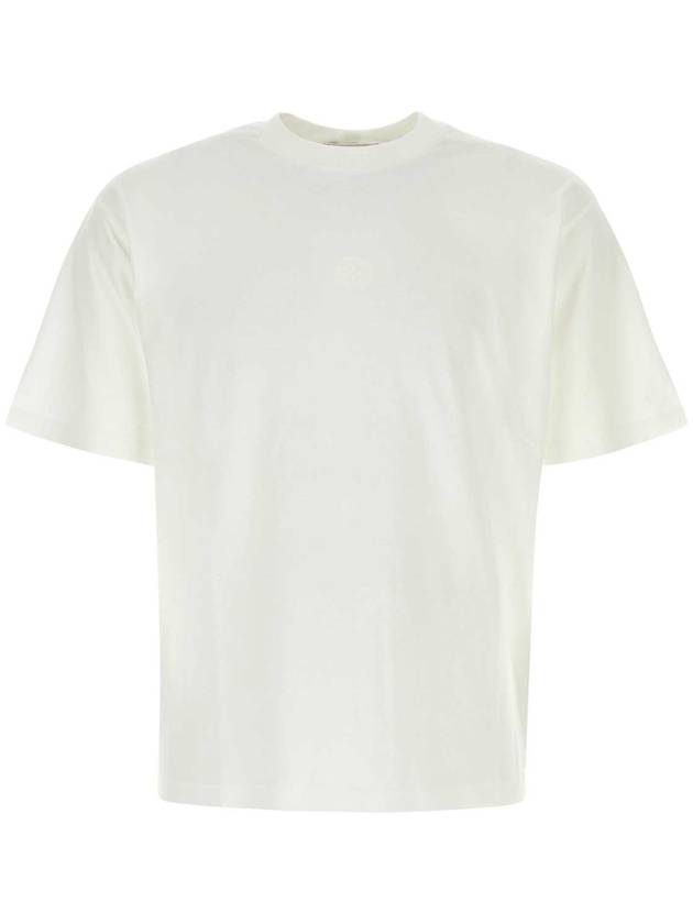 Fissato Effect Compass Embroidery Logo Short Sleeve T-shirt White - STONE ISLAND - BALAAN 1