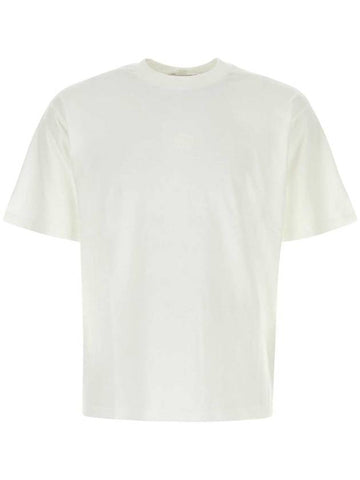 Fissato Effect Compass Embroidery Logo Short Sleeve T-shirt White - STONE ISLAND - BALAAN 1