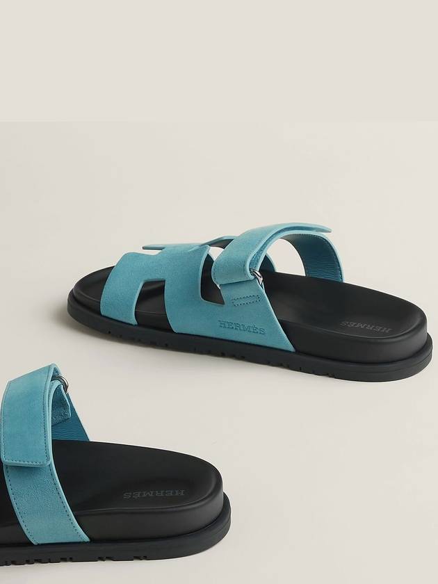 Chypre Suede Goatskin Sandals Blue Mineral - HERMES - BALAAN 5