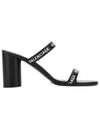 Women's Leather Logo Round Sandal Heels Black - BALENCIAGA - BALAAN 2