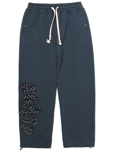 Chicano Lettering Sweat Pants Navy - OGARP - BALAAN 1