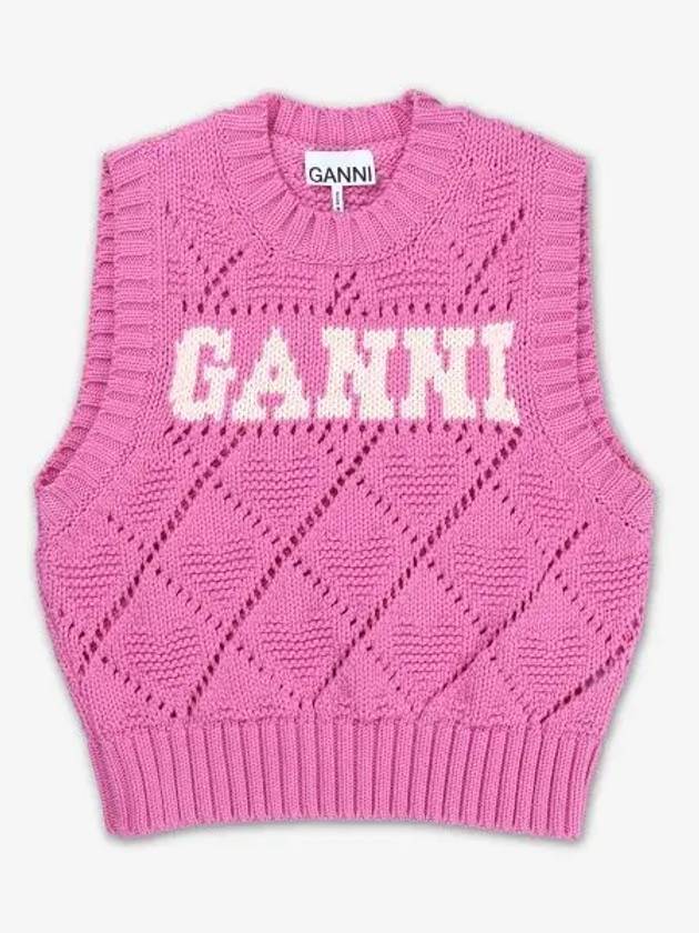 Logo Rope Short Vest Pink - GANNI - BALAAN 2