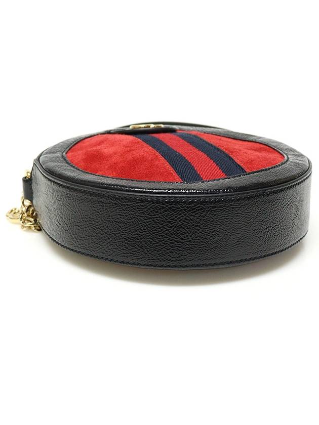 550618 Black patent red suede gold chain Ophidia mini round shoulder bag - GUCCI - BALAAN 5