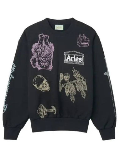 Aries Saibin Sweatshirt Black - ARIES - BALAAN 1