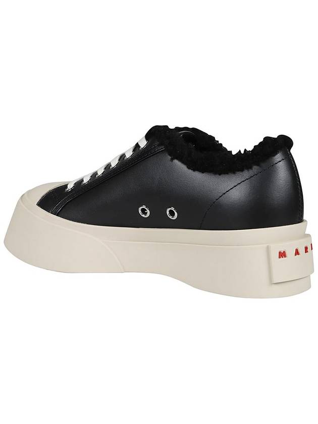 Women s Lace Pablo Shearling Leather Low Top Sneakers Black - MARNI - BALAAN 5