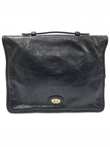 575829 Black Soft Leather Two tone Interlocking G Portfolio Clutch Briefcase - GUCCI - BALAAN 1