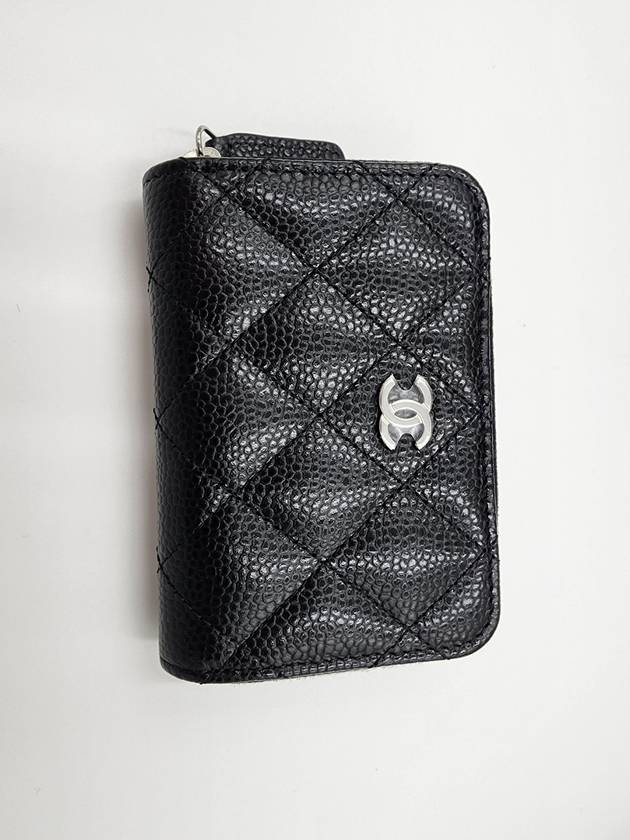 Classic zipper coin purse caviar black silver AP0216 - CHANEL - BALAAN 3