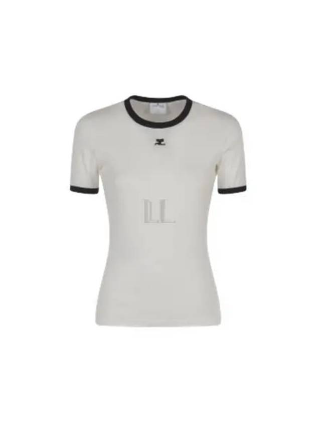 Contrast Signature Short Sleeve T-Shirt White - COURREGES - BALAAN 2