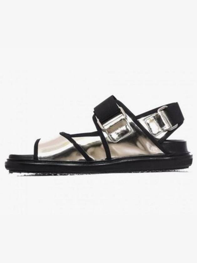 Laminated FUSSBETT Velcro Sandals Silver FBMSU12G01 - MARNI - BALAAN 4