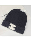 CC Logo Cashmere Silk Clochet Beanie Winter Hat Black AA9424 - CHANEL - BALAAN 10