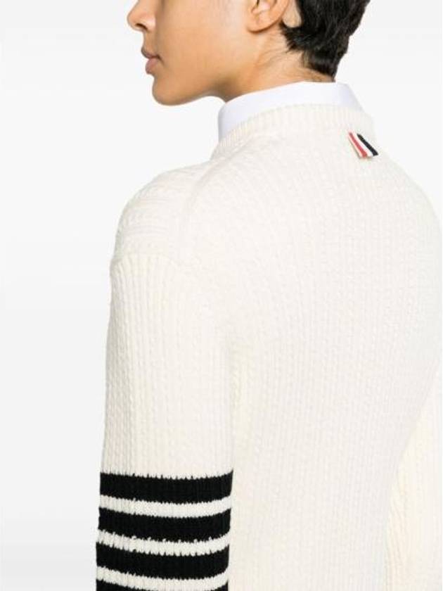 4 Bar Stripe Cable Knit Top White - THOM BROWNE - BALAAN 5