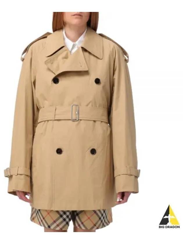 Short Gabardine Trench Coat Beige - BURBERRY - BALAAN 2