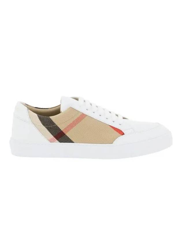 House Check Leather Sneakers Optic White - BURBERRY - BALAAN 1