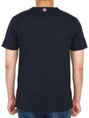 Men's Medium Weight Jersey Tipped Pocket Crewneck Short Short Sleeve T-Shirt Navy - THOM BROWNE - BALAAN 5