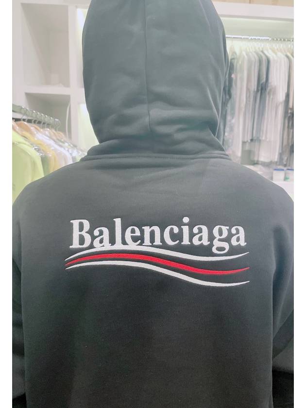 Women's Political Wave Logo Hoodie Black - BALENCIAGA - BALAAN.