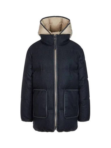 Women s color combination hooded biv goose down padded jacket charcoal gray 270828 - BRUNELLO CUCINELLI - BALAAN 1