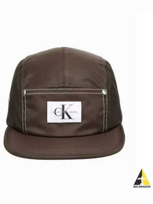 JEANS Unisex Black Brown Monogram Logo Flat Cap HX0293 202 - CALVIN KLEIN - BALAAN 1