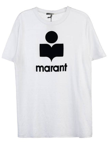 Karman Logo Print Linen Short Sleeve T-Shirt White - ISABEL MARANT - BALAAN 1