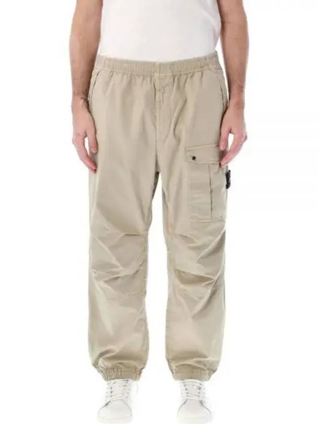 Logo Twill Cotton Cargo Track Pants Sand - STONE ISLAND - BALAAN 2