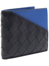 Intrecciato Two-Tone Half Wallet Black Blue - BOTTEGA VENETA - BALAAN 4